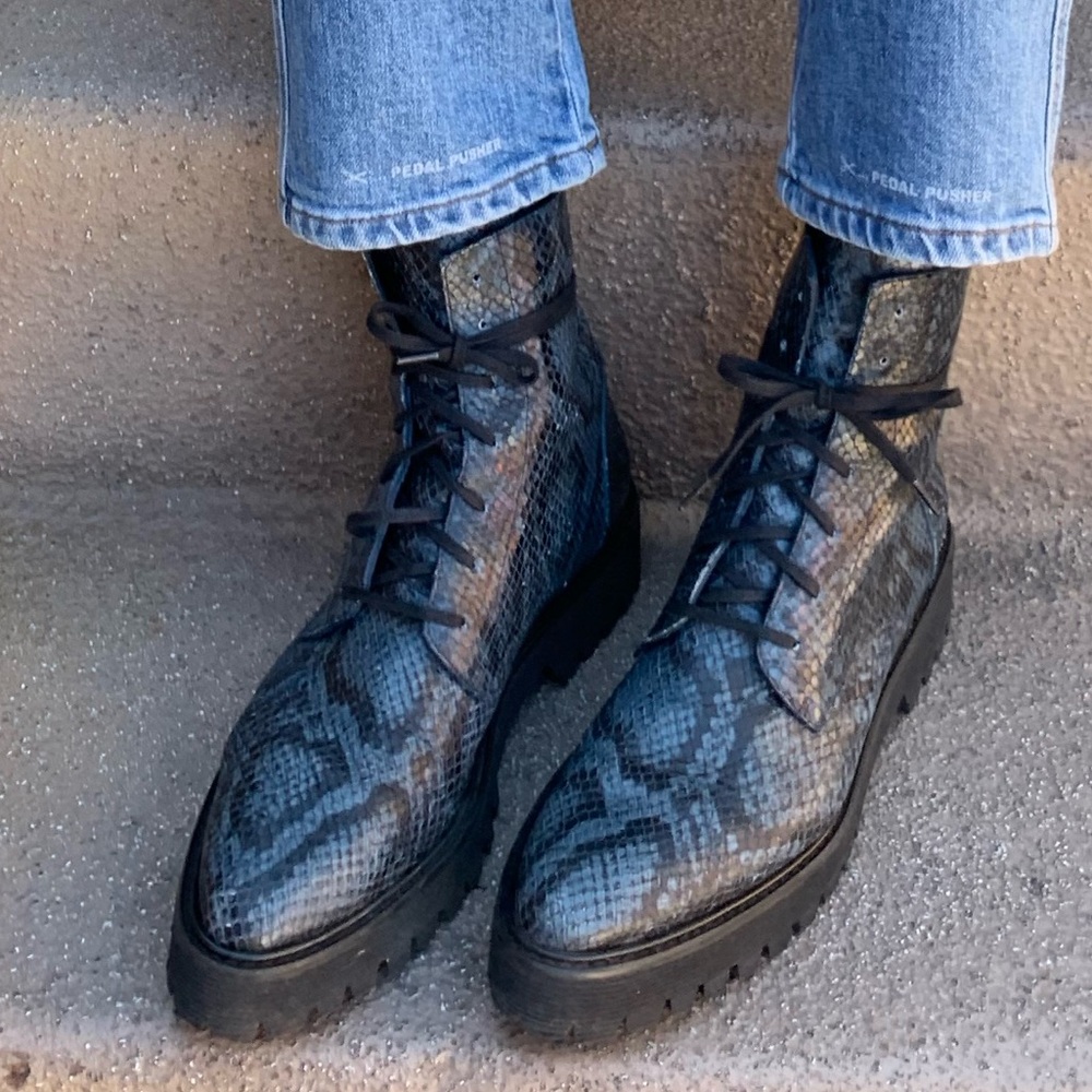Freda Salvador Black and blue Snakeskin Boots